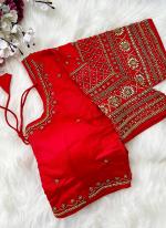 Pattu Silk Red Party Wear Aari Work Readymade Blouse